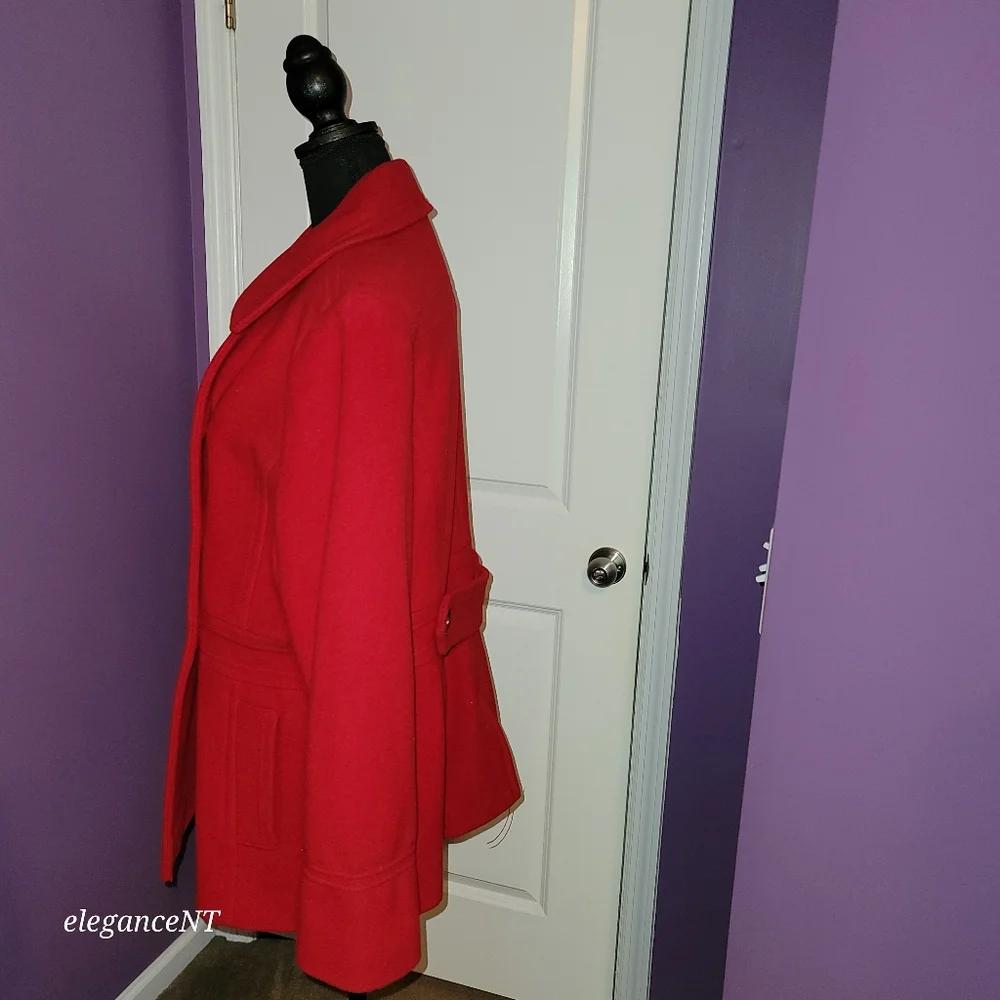 Preston & York Red Double Breasted Red Wool Coat Sz: 14 - Picture 8 of 15
